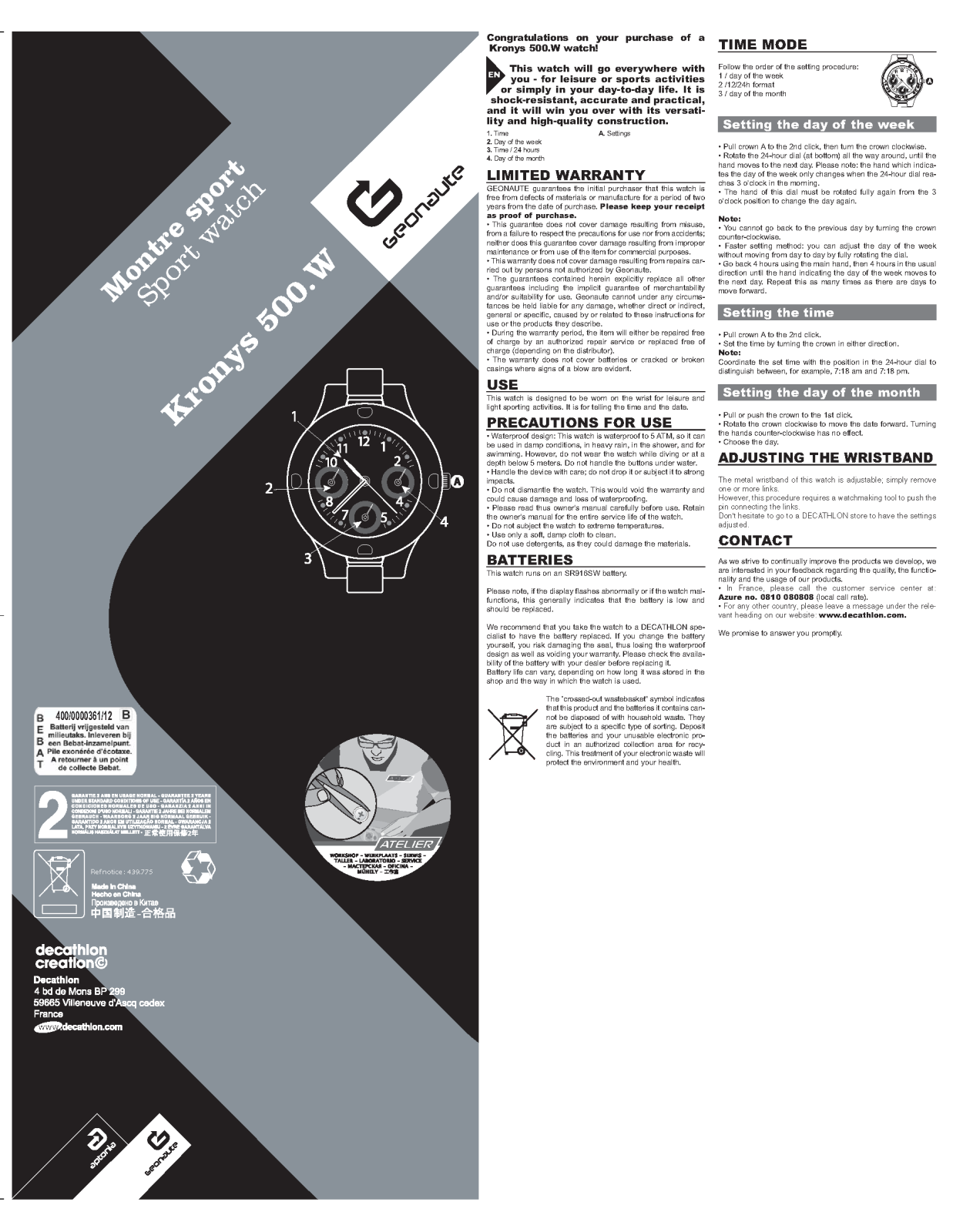 Geonaute KRONYS 500W User Manual