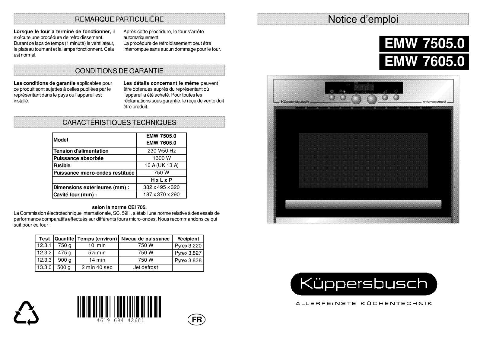 Küppersbusch EMW7605.0 User Manual