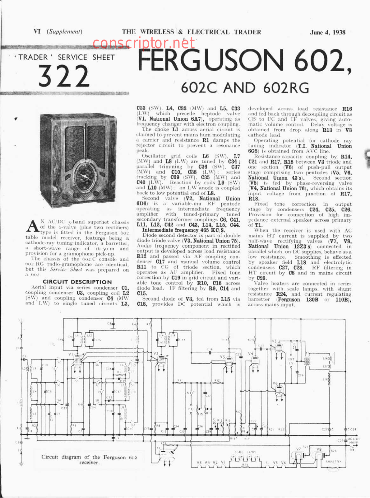 Ferguson 602C, 602RG Service manual