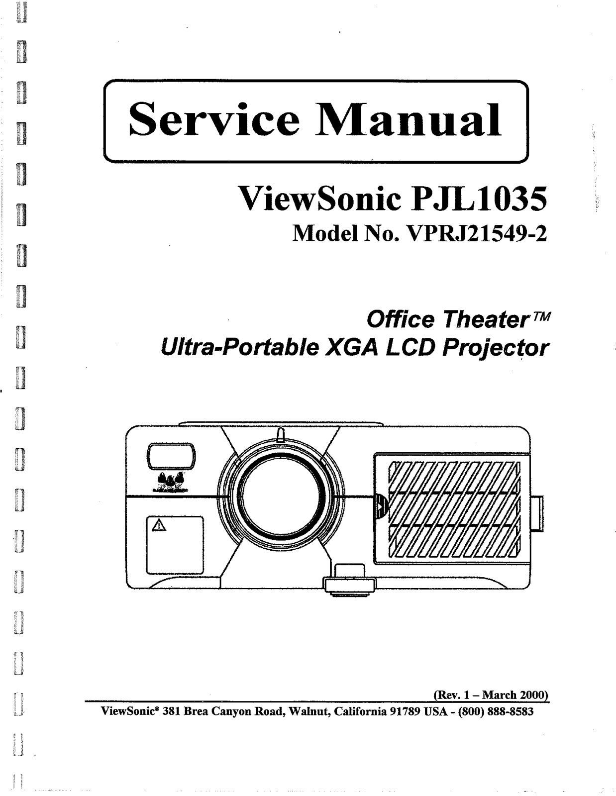 Viewsonic PJL1035-2 Service Manual 1a