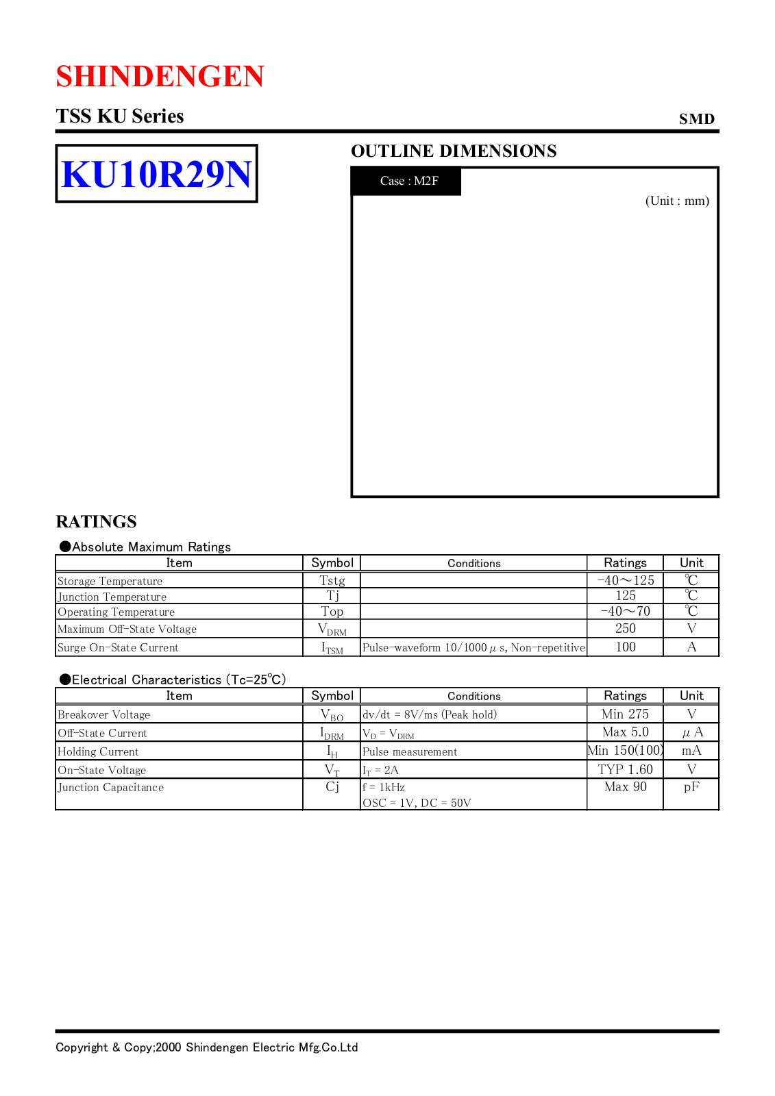 Shindengen Electric Manufacturing Company Ltd KU10R29N Datasheet