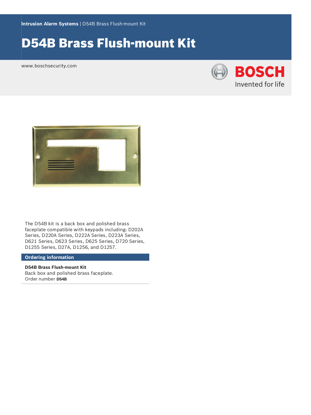 Bosch D54B Specsheet