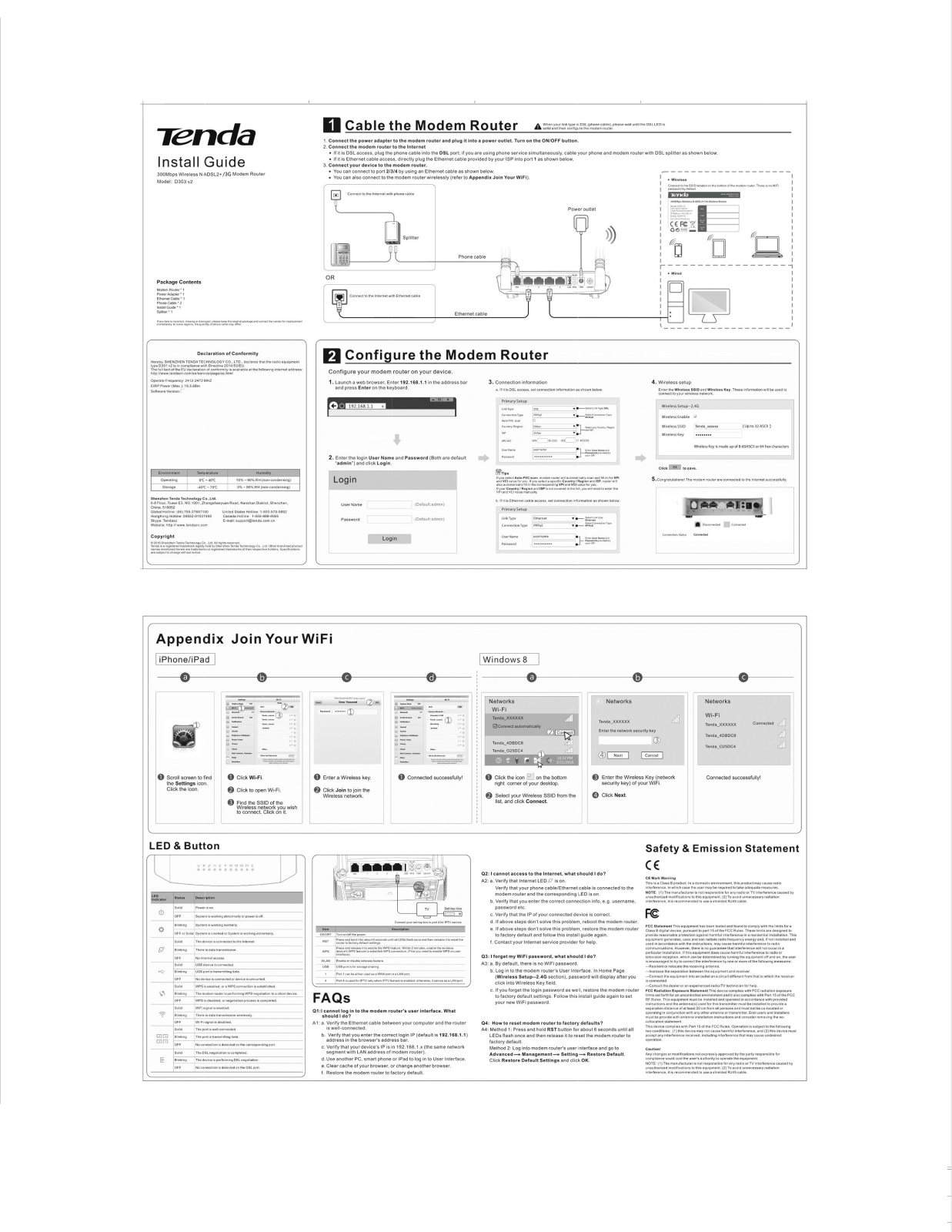 TENDA TECHNOLOGY D301V2 Users Manual