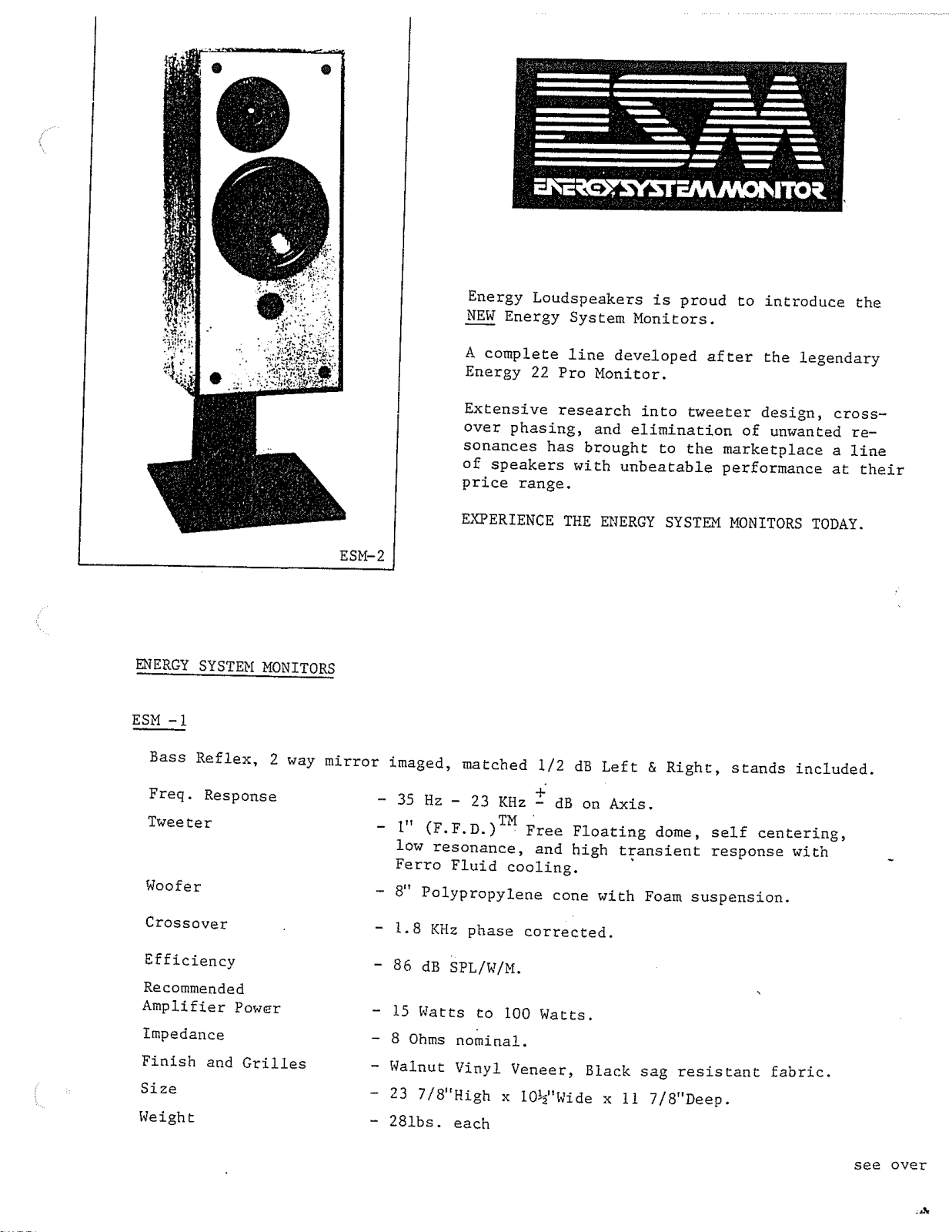 Energy ESM 2 Owners Manual