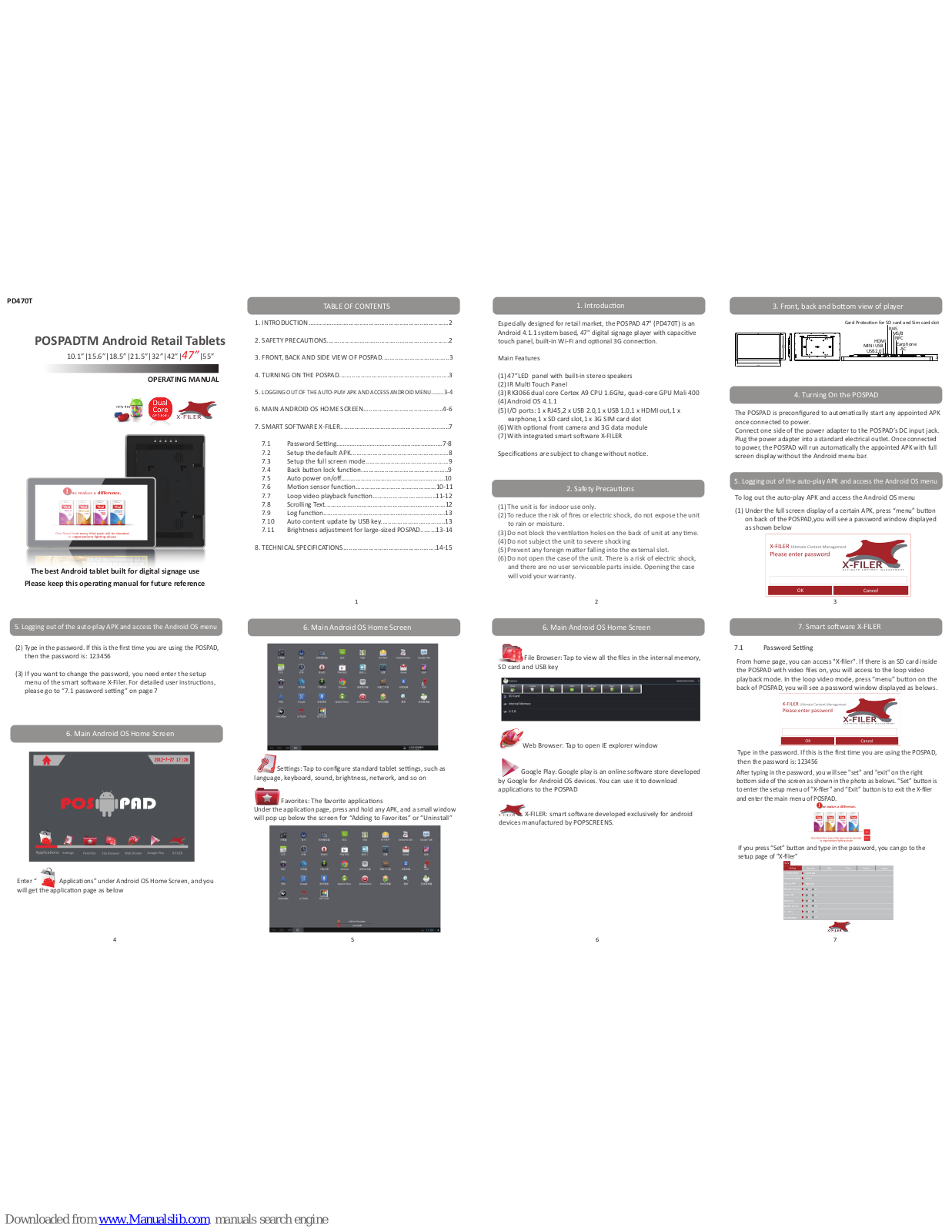 Pospad PD470T, PD420T Operating Manual