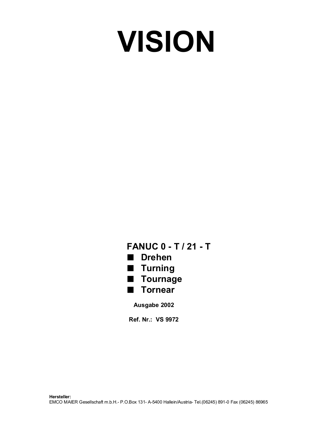 emco winnc VISION User Manual