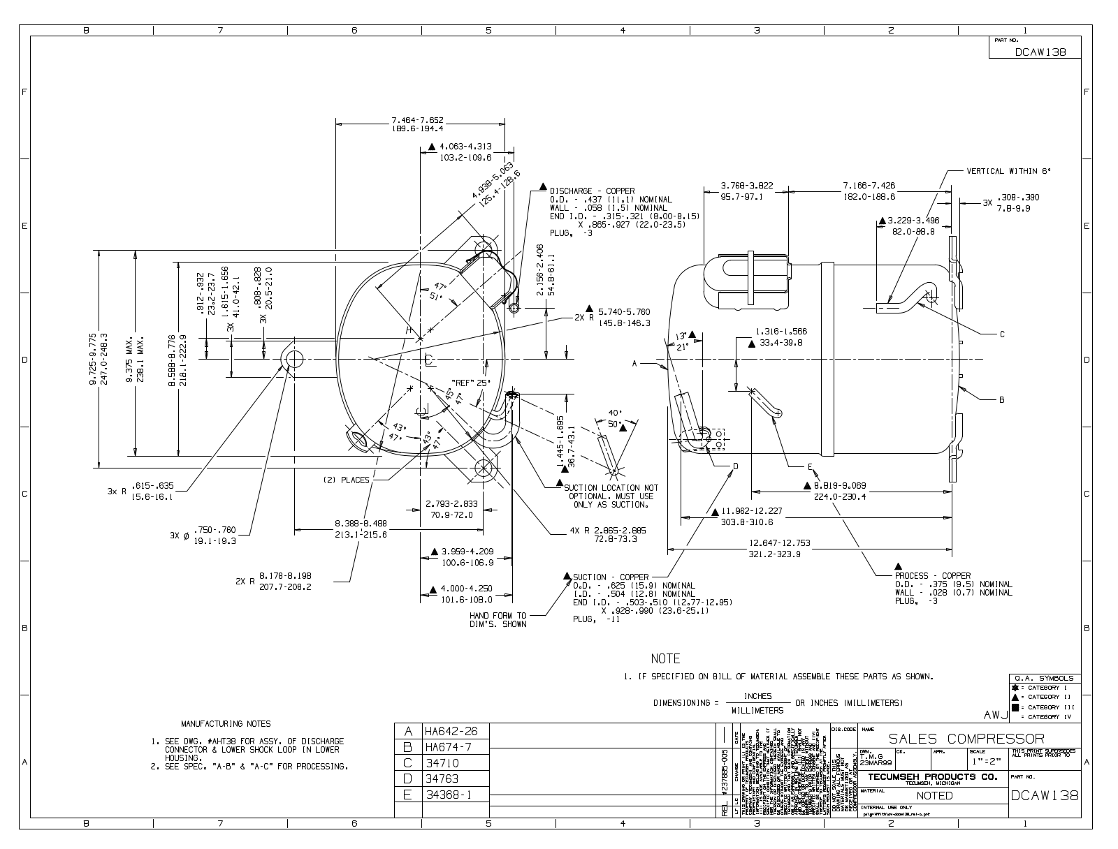 Tecumseh AWJ5528EXN, AWJ5532EXN Drawing Data