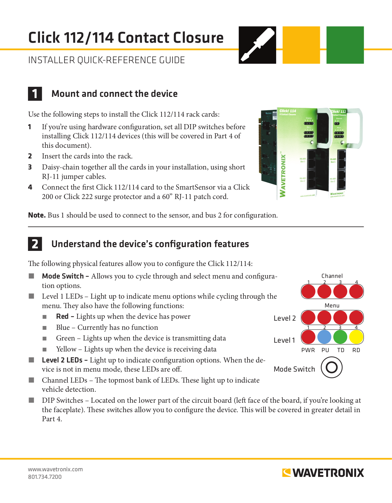 Wavetronix CLK-112 Quick-reference Guide