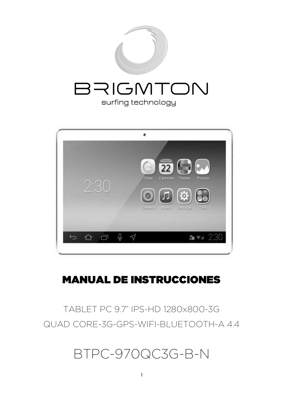 Brigmton BTPC-970 QC 3G B N, BTPC-970 QC 3G User Manual