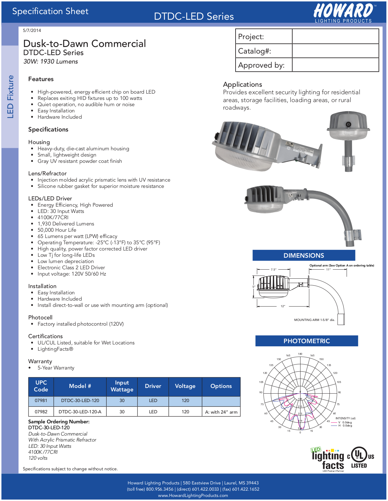 Howard Industries DTDC-LED Series Specifications