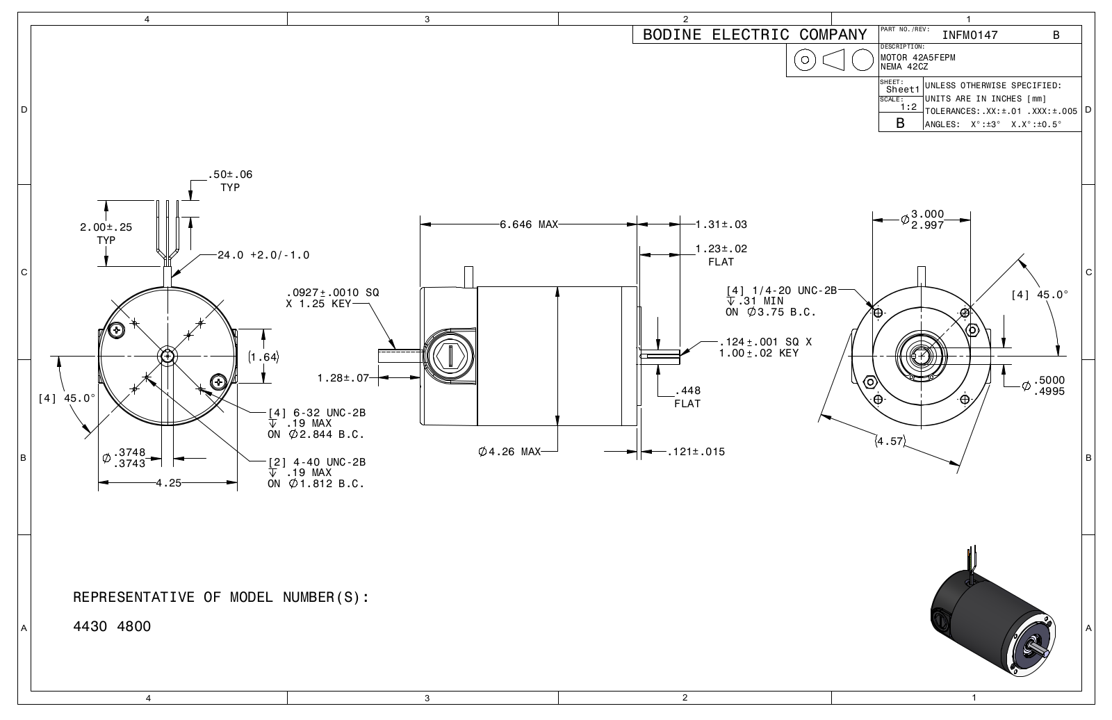 Bodine 4430, 4800 Reference Drawing