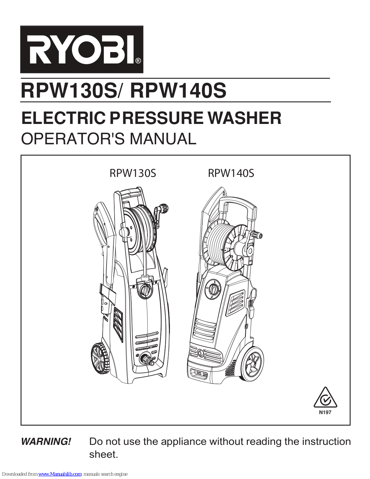 Ryobi RPW130S, RPW140S Operator's Manual