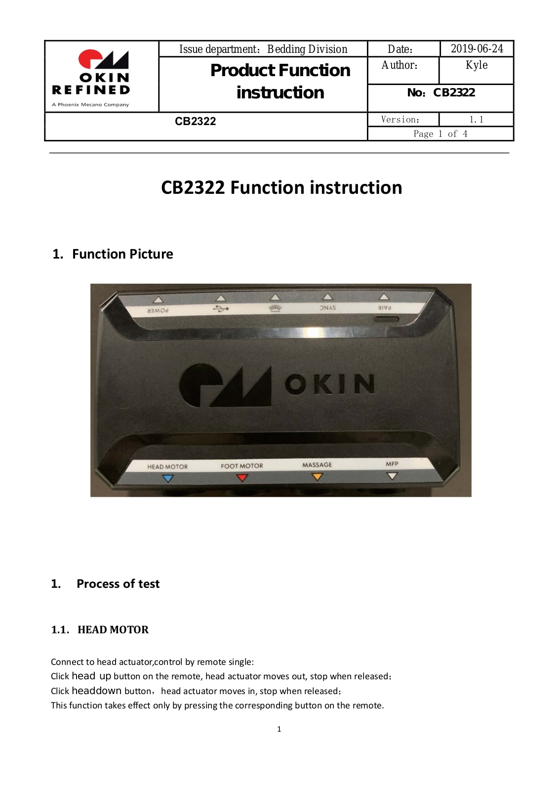 OKIN Refined Electric Technology CB2322 Users manual