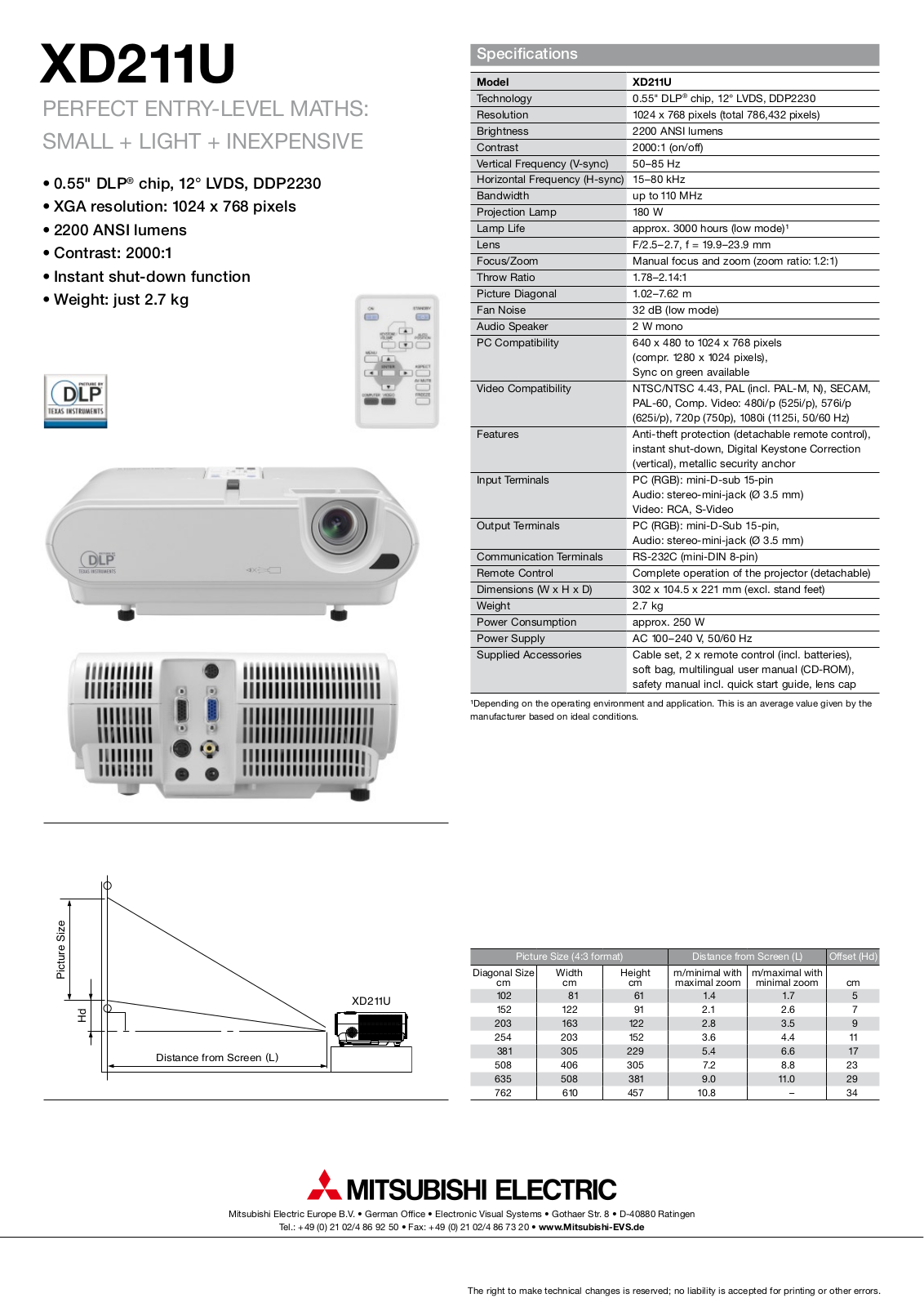 Mitsubishi XD211U BROCHURE