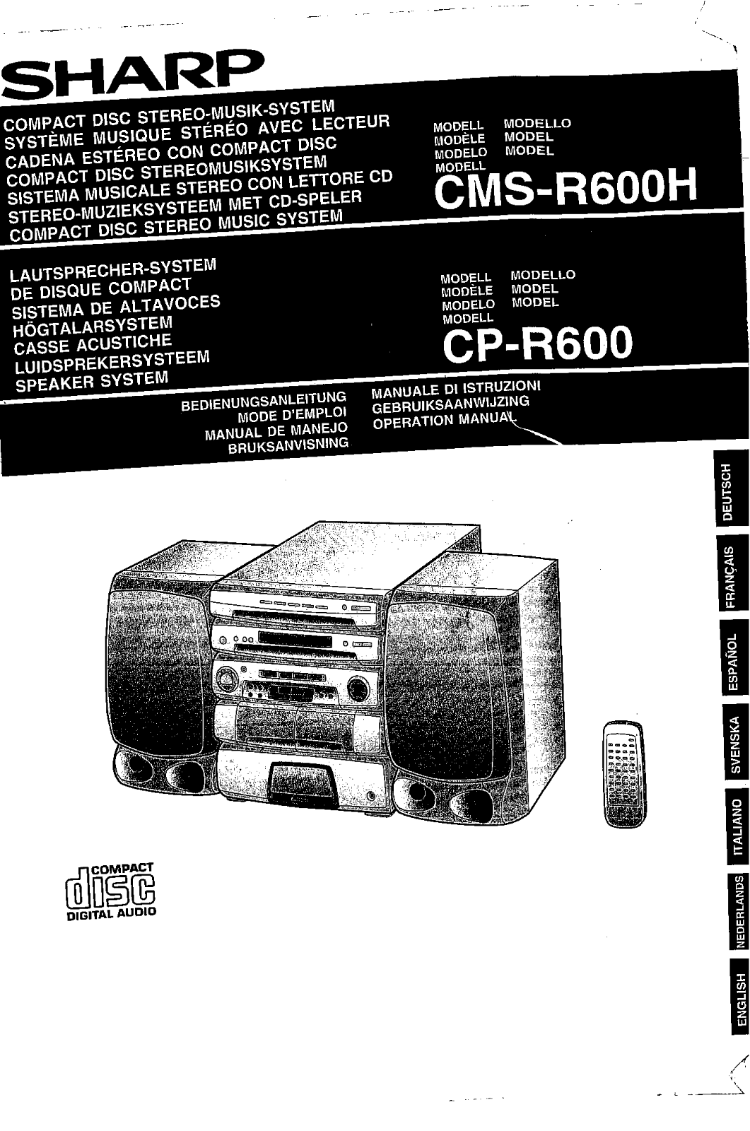 Sharp CP-R600, CM-SR600H Manual