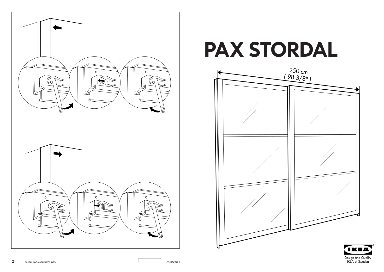IKEA PAX STORDAL SLIDING DOOR PAIR 98X93 Assembly Instruction