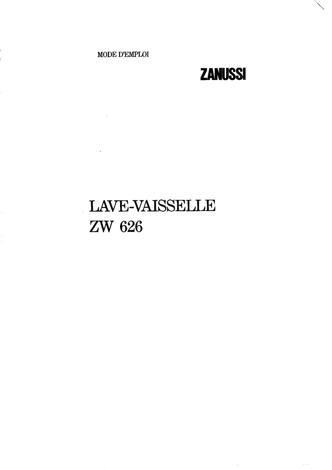 Zanussi ZW626 Instruction Manual