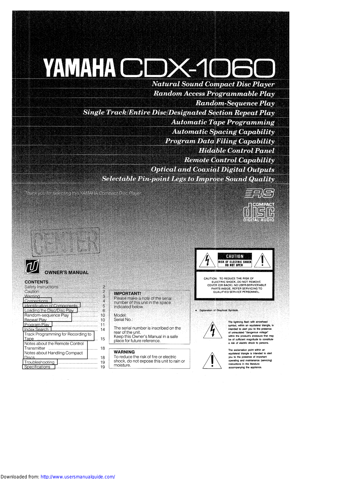Yamaha Audio CDX-1060 User Manual