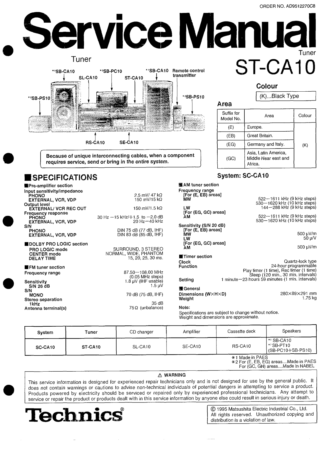 Technics ST-CA-10 Service Manual