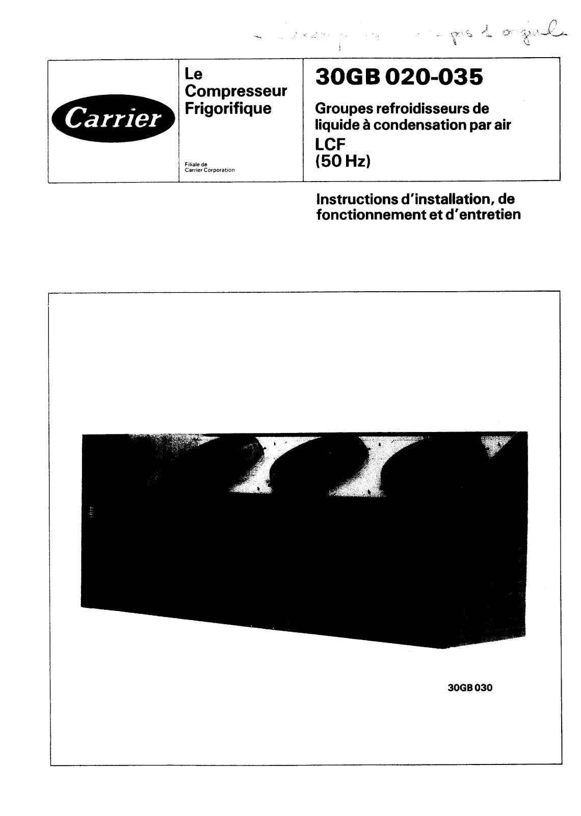 Carrier 30GB020-035IOM User Manual