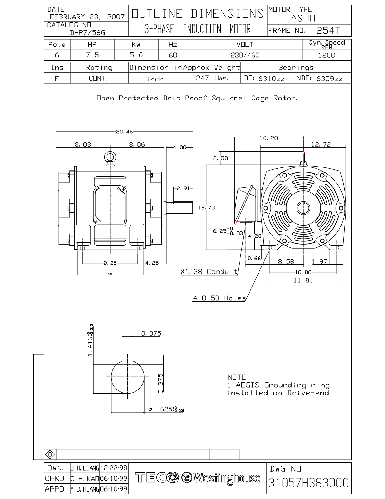 Teco DHP7/56G Reference Drawing