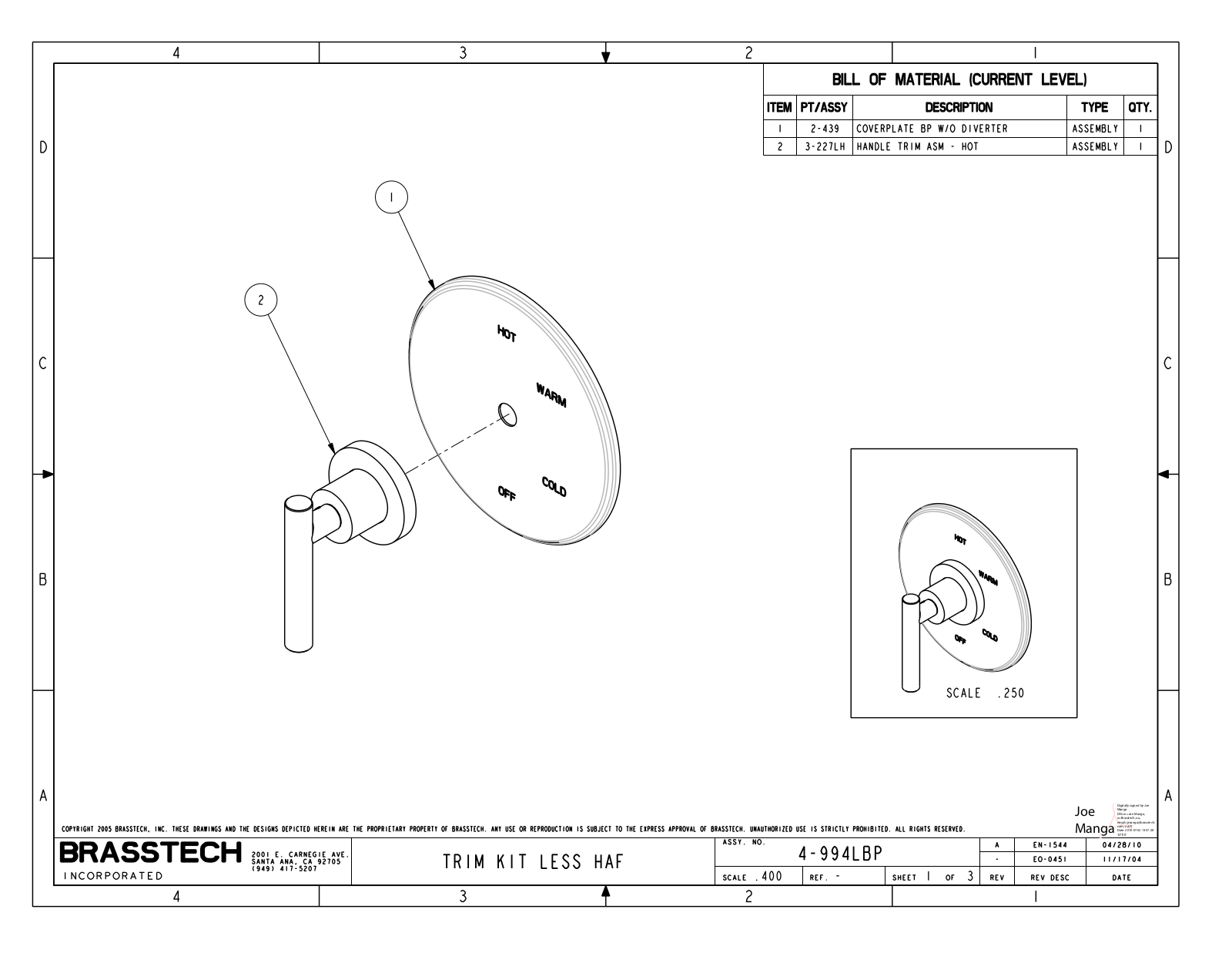 Newport Brass 4-994LBP Drawing - ManualMachine.com