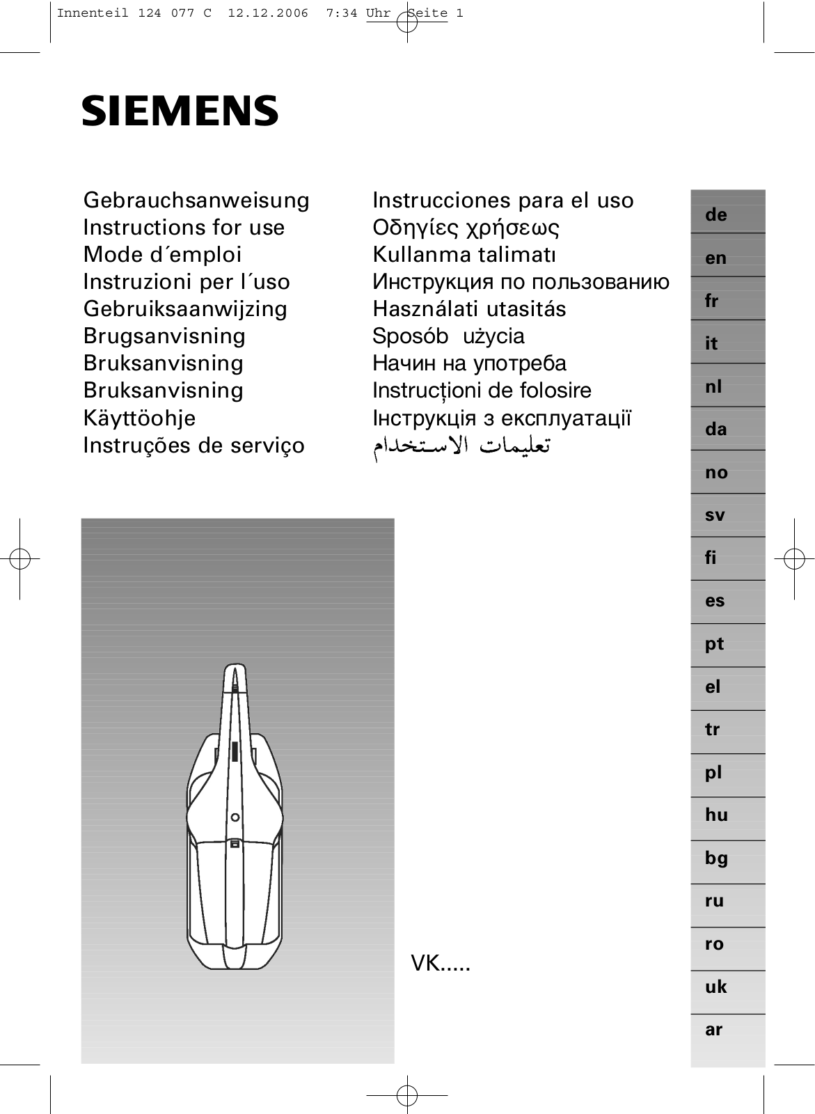 Siemens VK20A02, VK20C02, VK20B02 User Manual