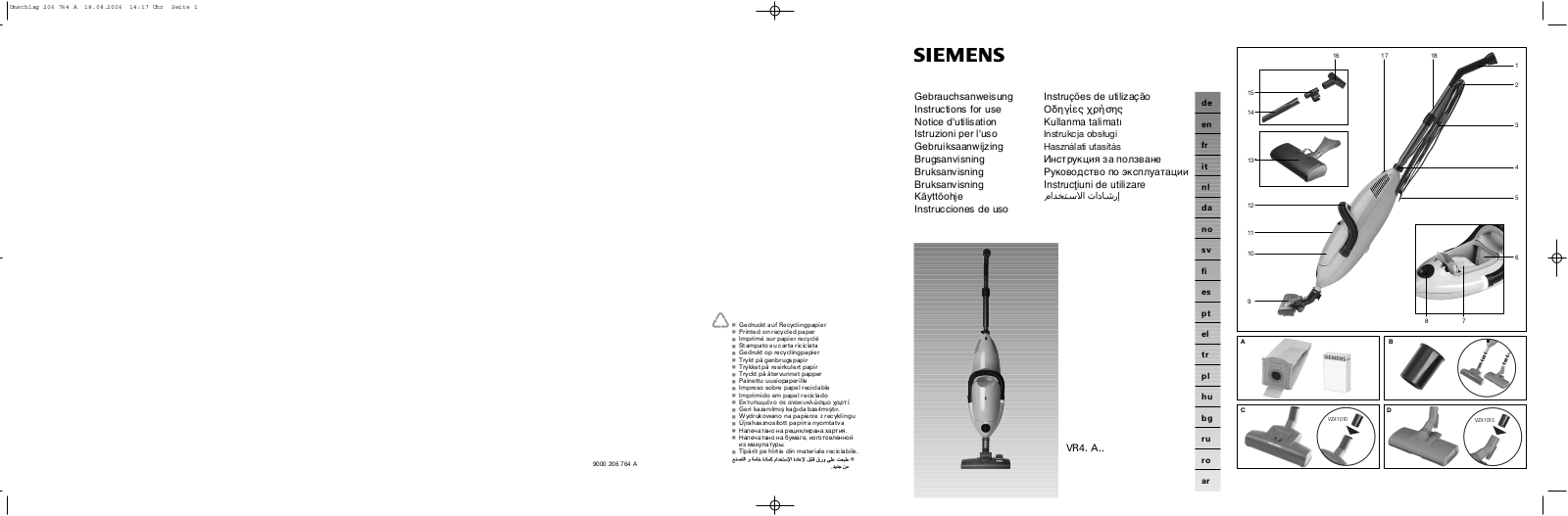Siemens VR4E1890, VR43A75, VR43A50, VR44A25, VR44A10 Manual
