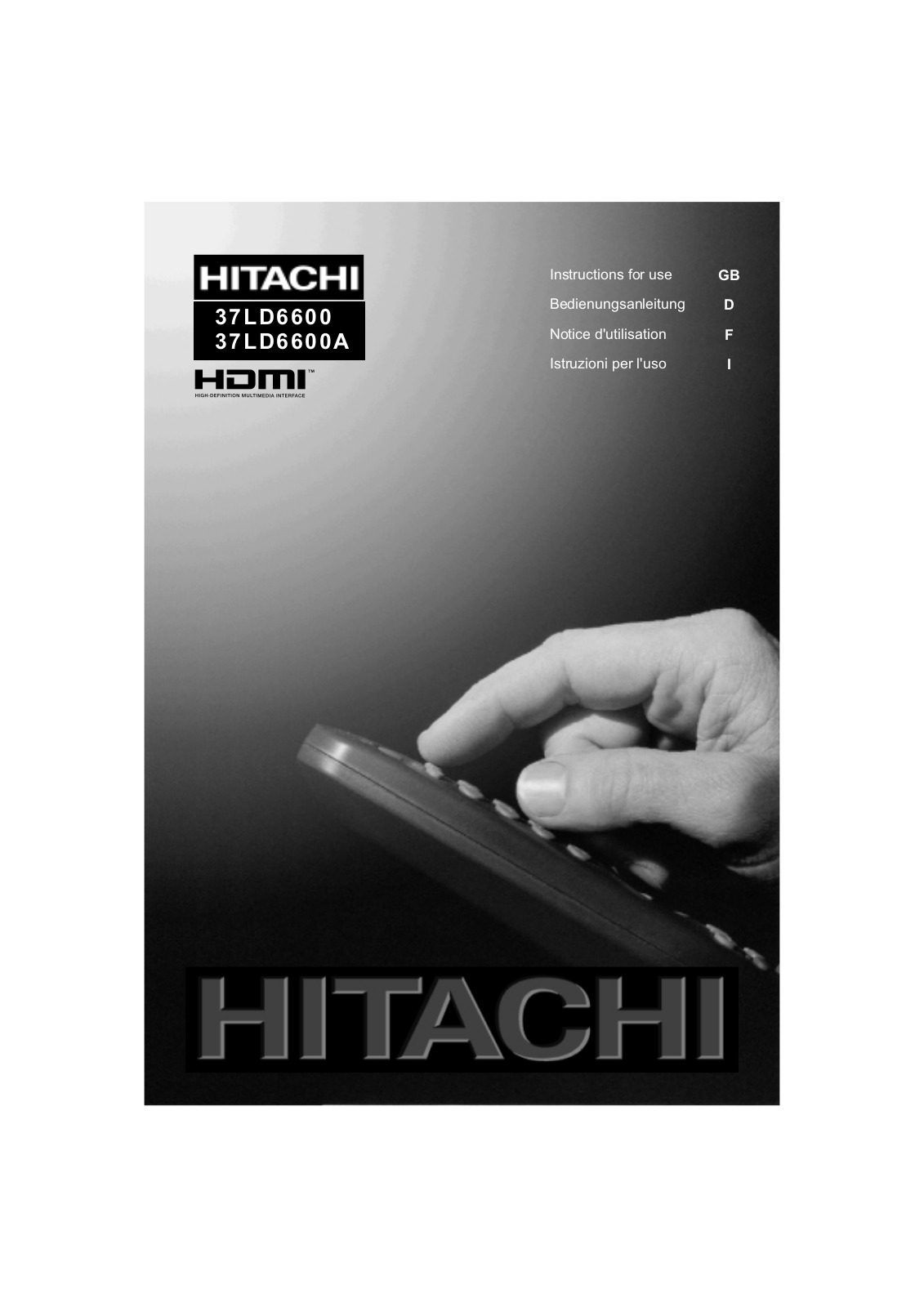 Hitachi 37LD6600A, 37LD6600 User Manual