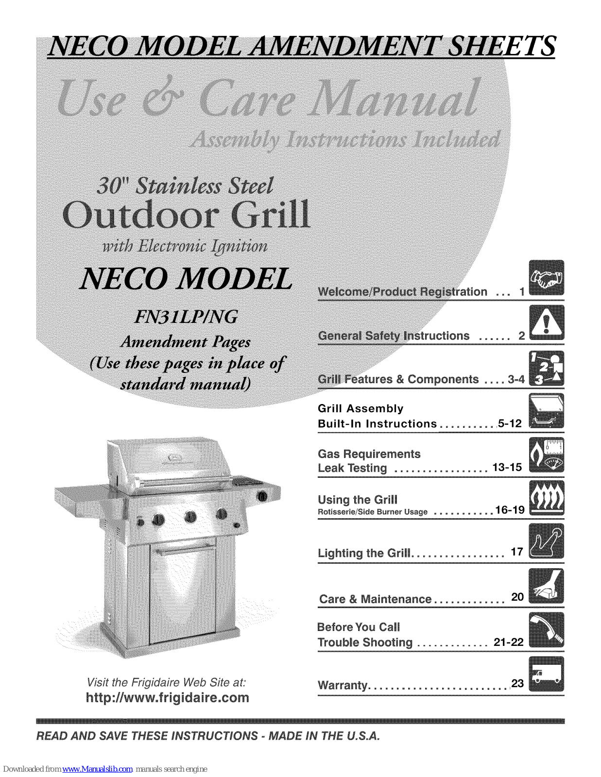 Frigidaire FN31IMD, Neco FN31LP, Neco FN31NG Use & Care Manual - ManualMachine.com