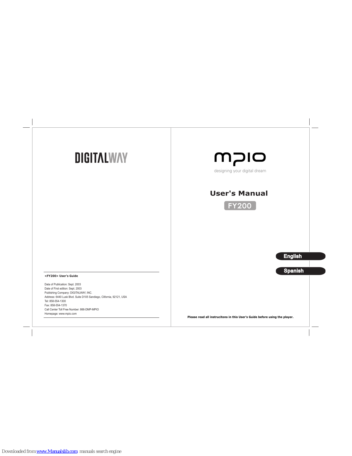 Mpio FY 200 User Manual