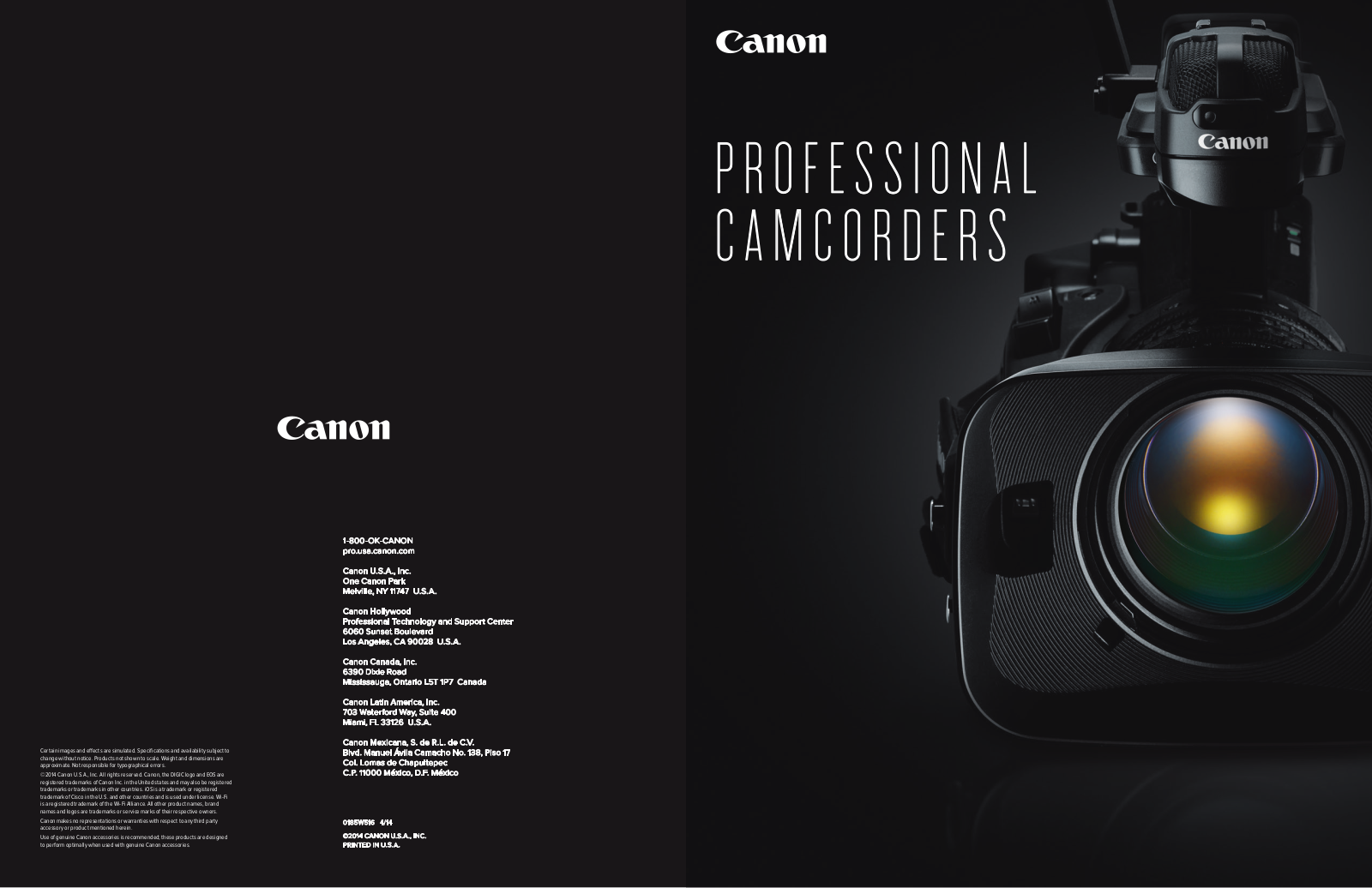 Canon XA10, XA20, XA25, XF100, XF105 Professional Brochure