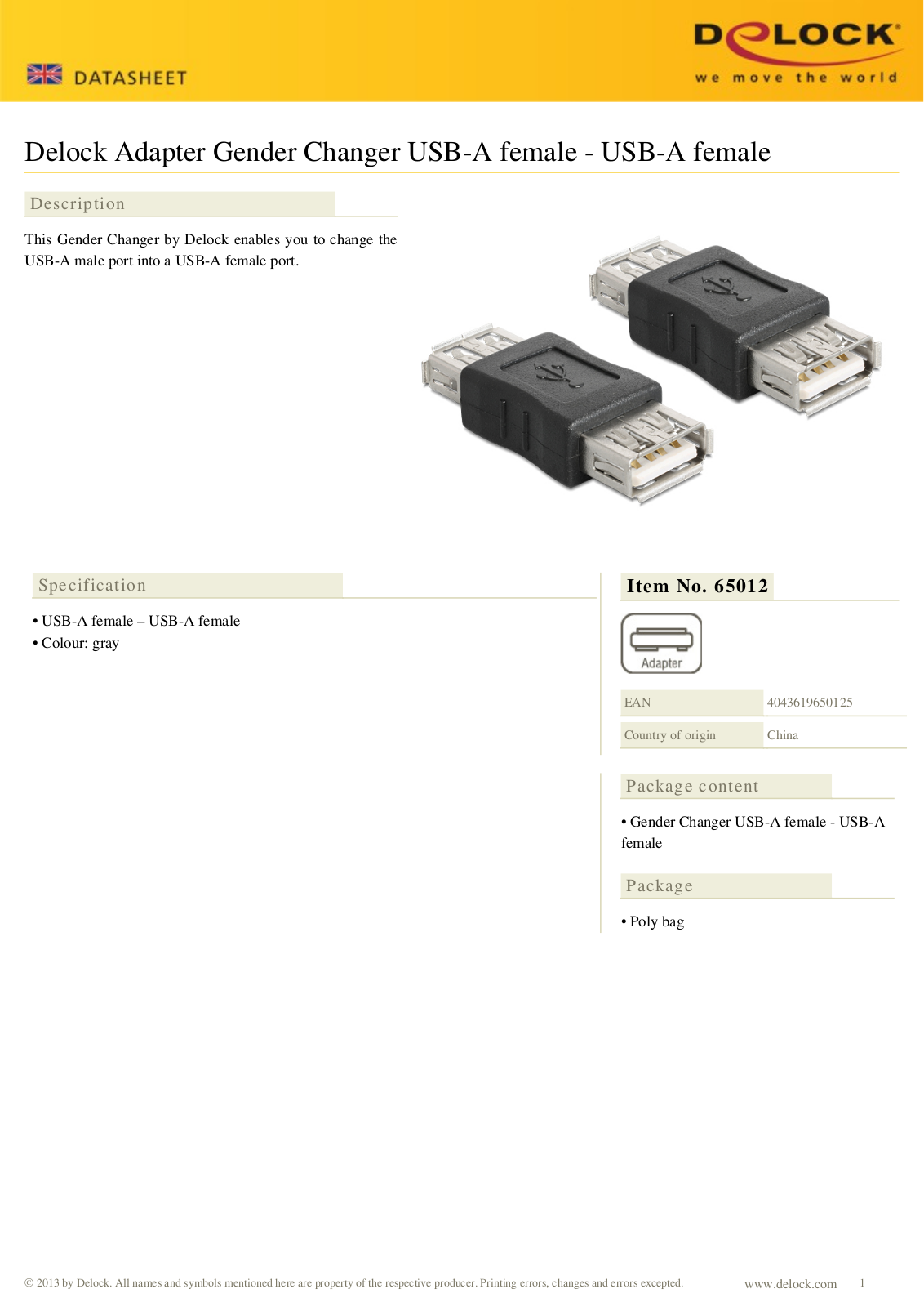 DeLOCK 65012 User Manual