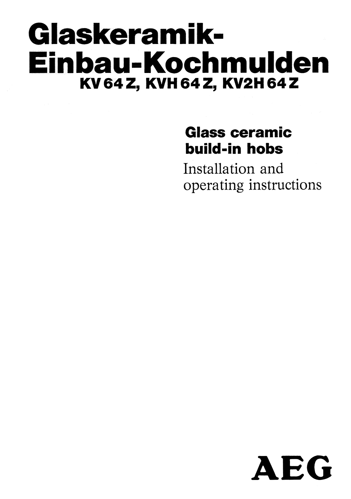 AEG KVH64Z, KV64 Z, KV2H 64 Z User Manual