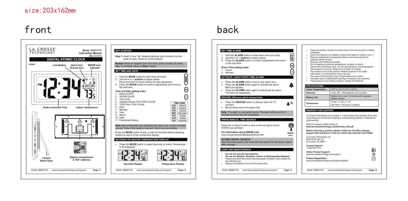 La Crosse BBB87276 User Manual