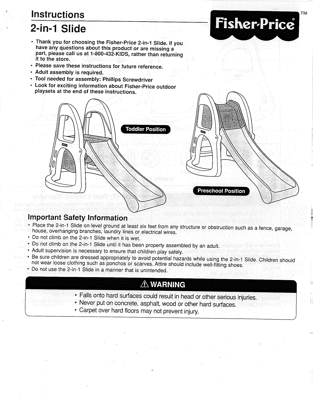 Fisher-Price 75996 Instruction Sheet