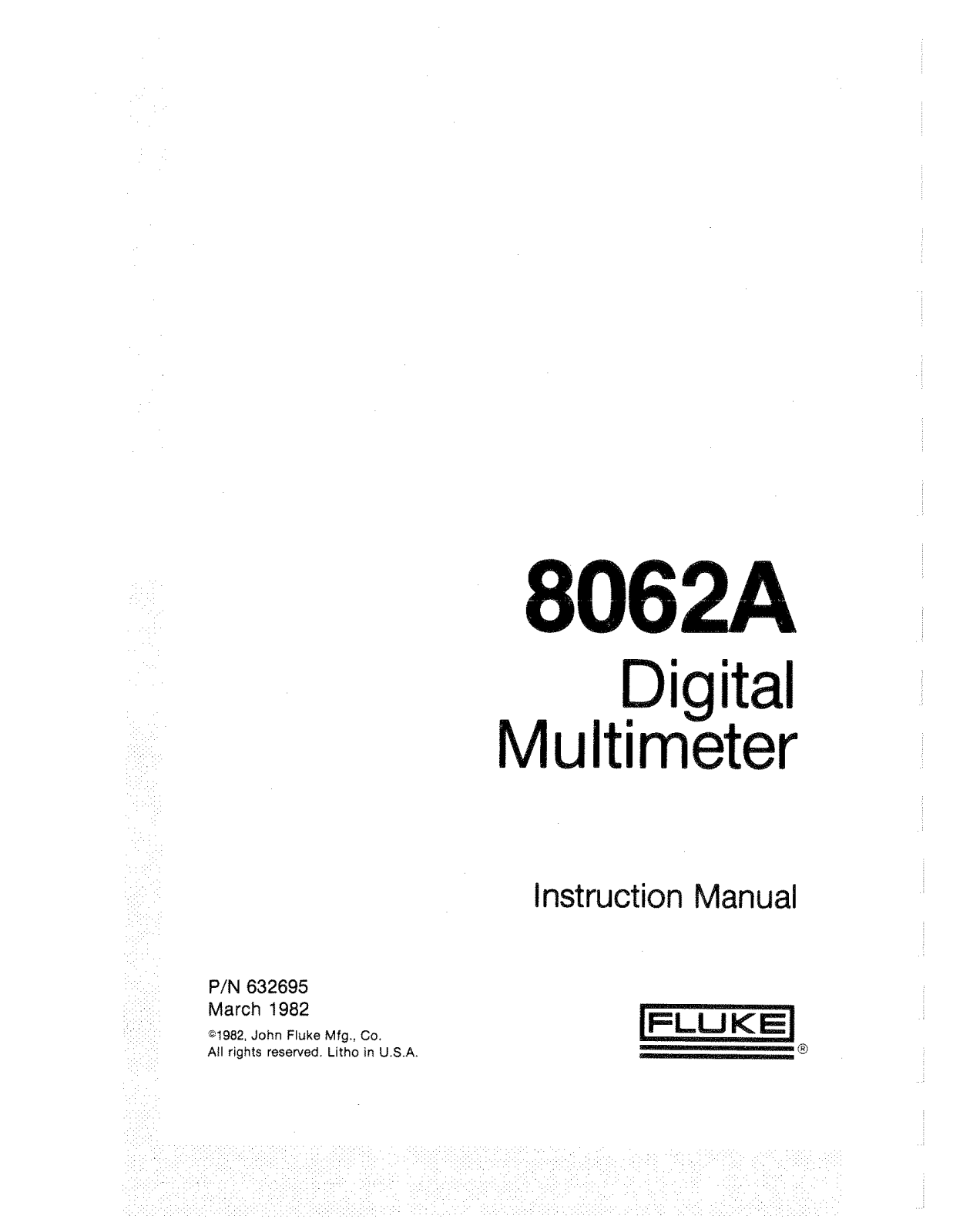 Fluke 8062A Service manual