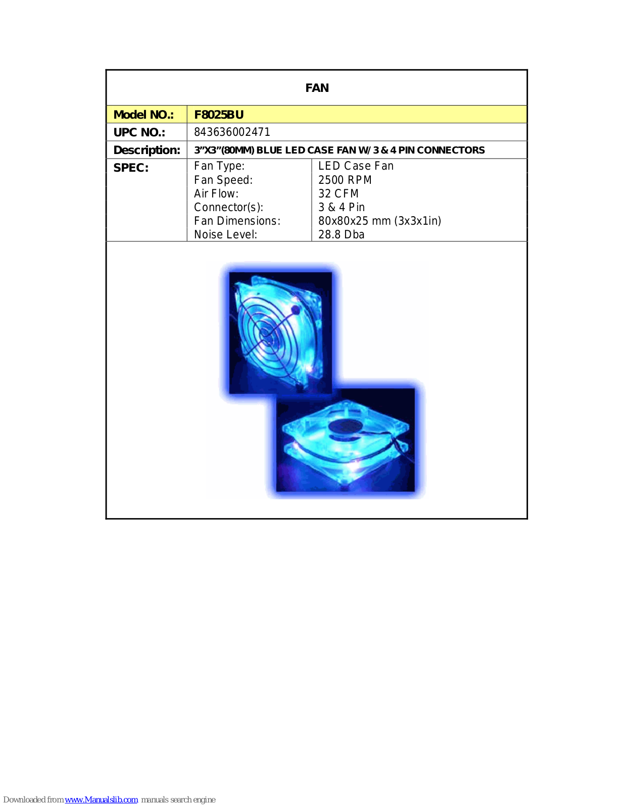 Diablotek F8025BU Specifications - ManualMachine.com