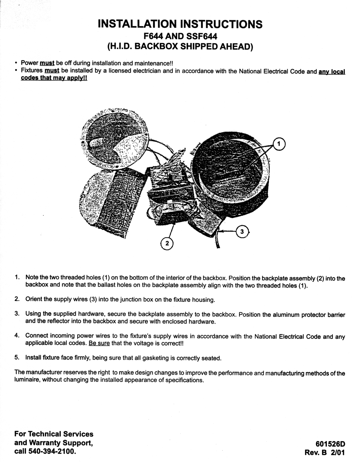 Hubbell Lighting F644 User Manual