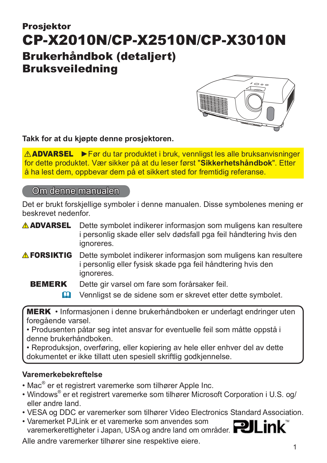 Hitachi CP-X2510NEF, CP-X3010 User Manual