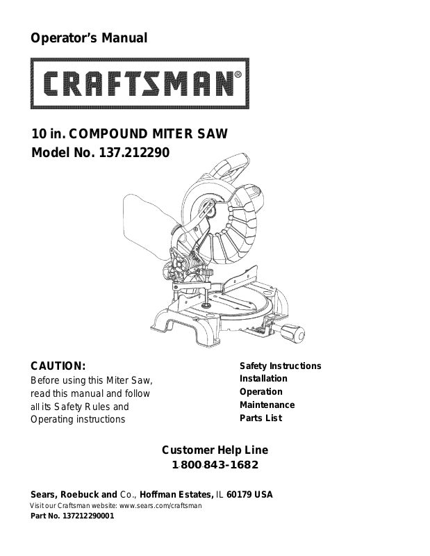 Craftsman 137.212290 User Manual