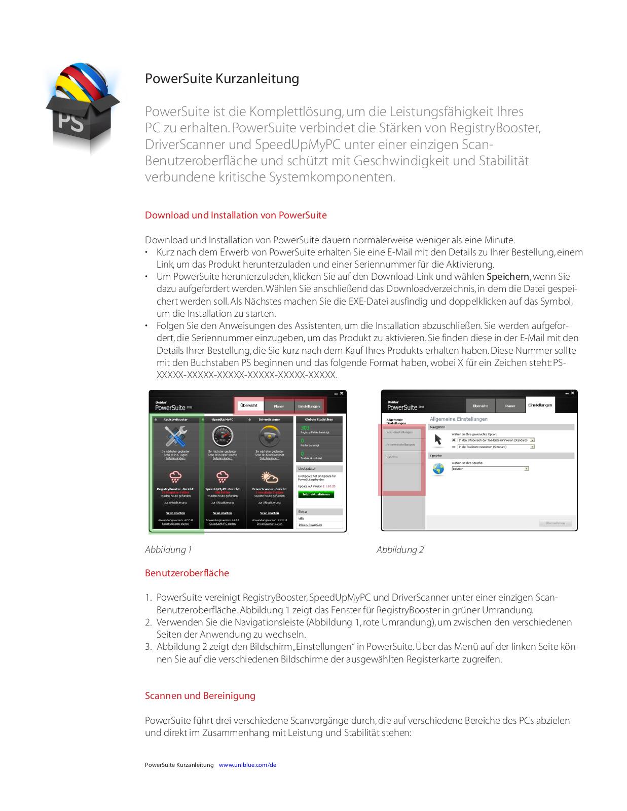 Uniblue POWERSUITE QUICK START GUIDE