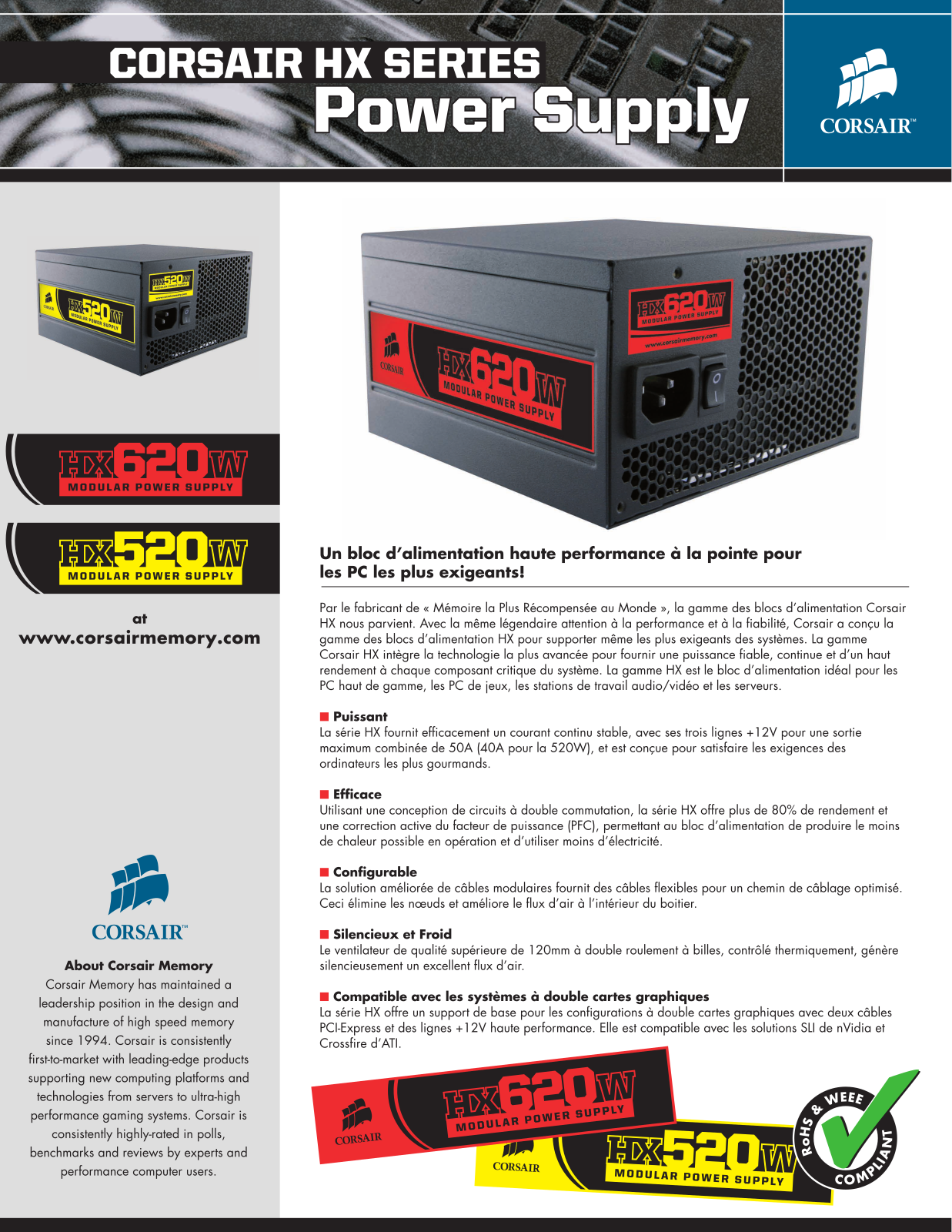 Corsair HX520W, HX620W BROCHURE