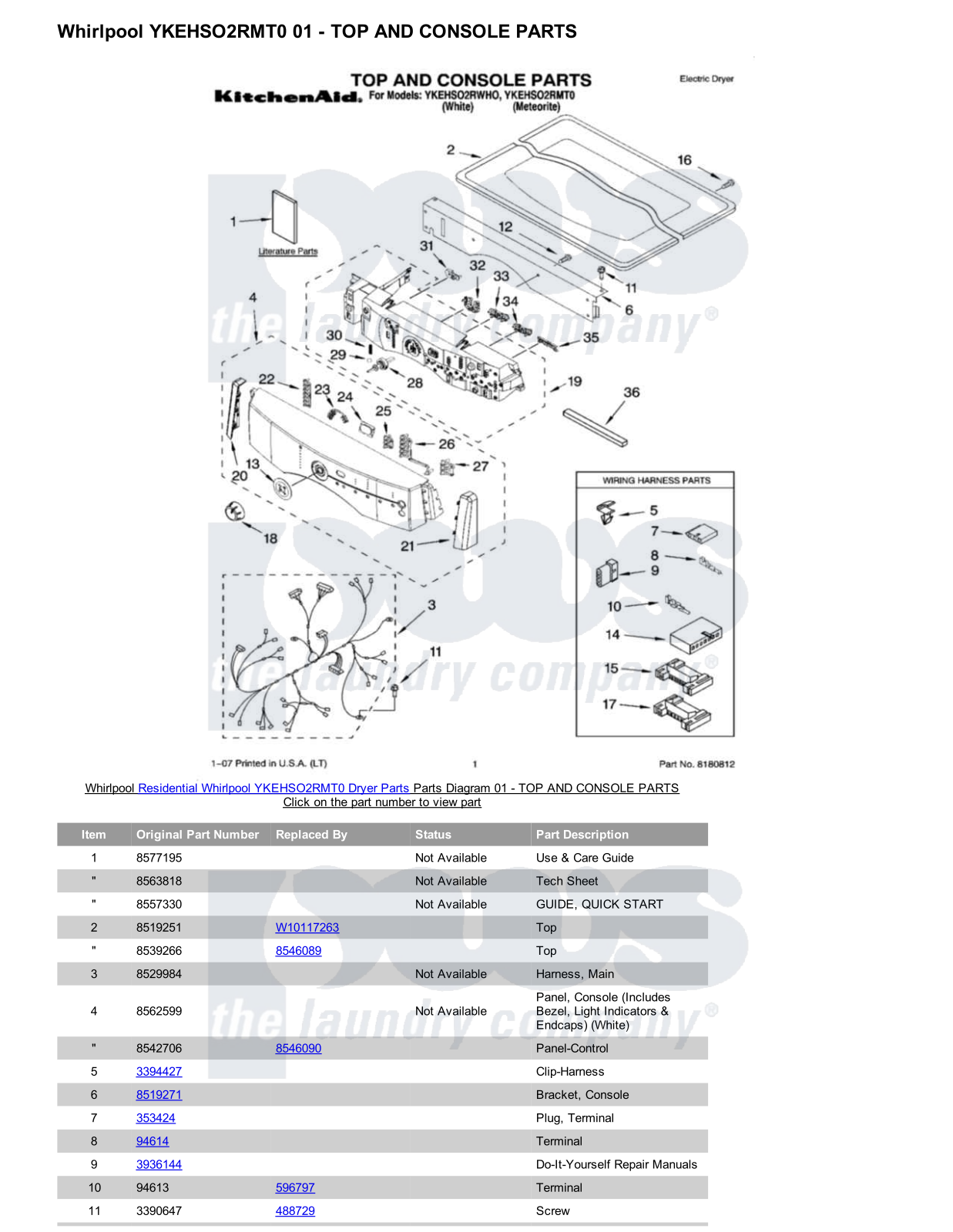 Whirlpool YKEHSO2RMT0 Parts Diagram