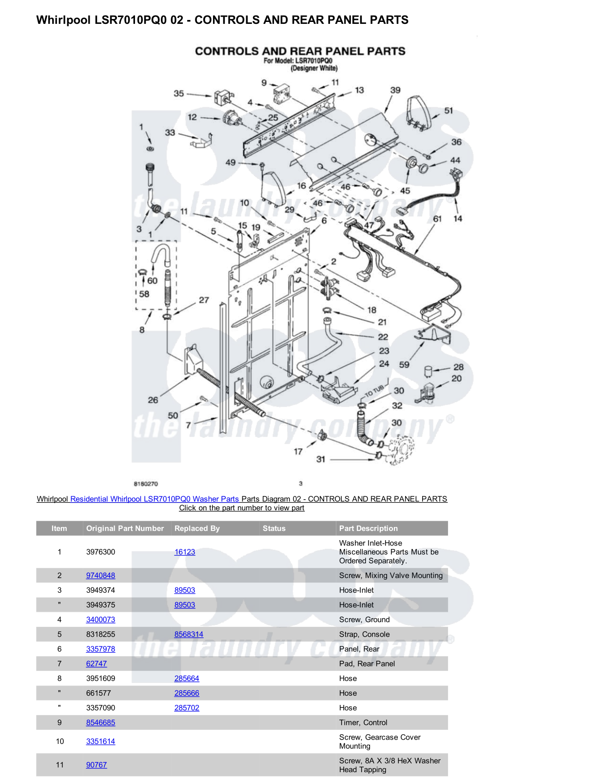 Whirlpool LSR7010PQ0 Parts Diagram