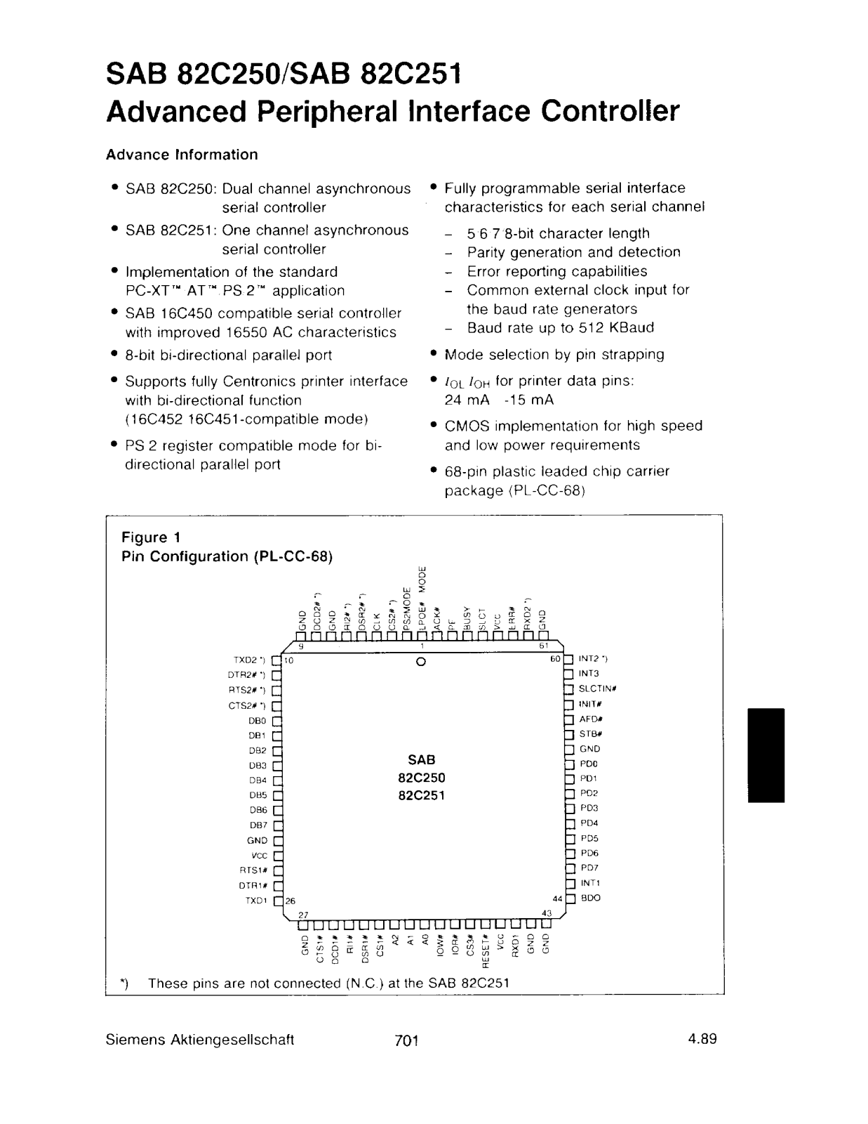 Siemens SAB82C250-N, SAB82C251-N Datasheet