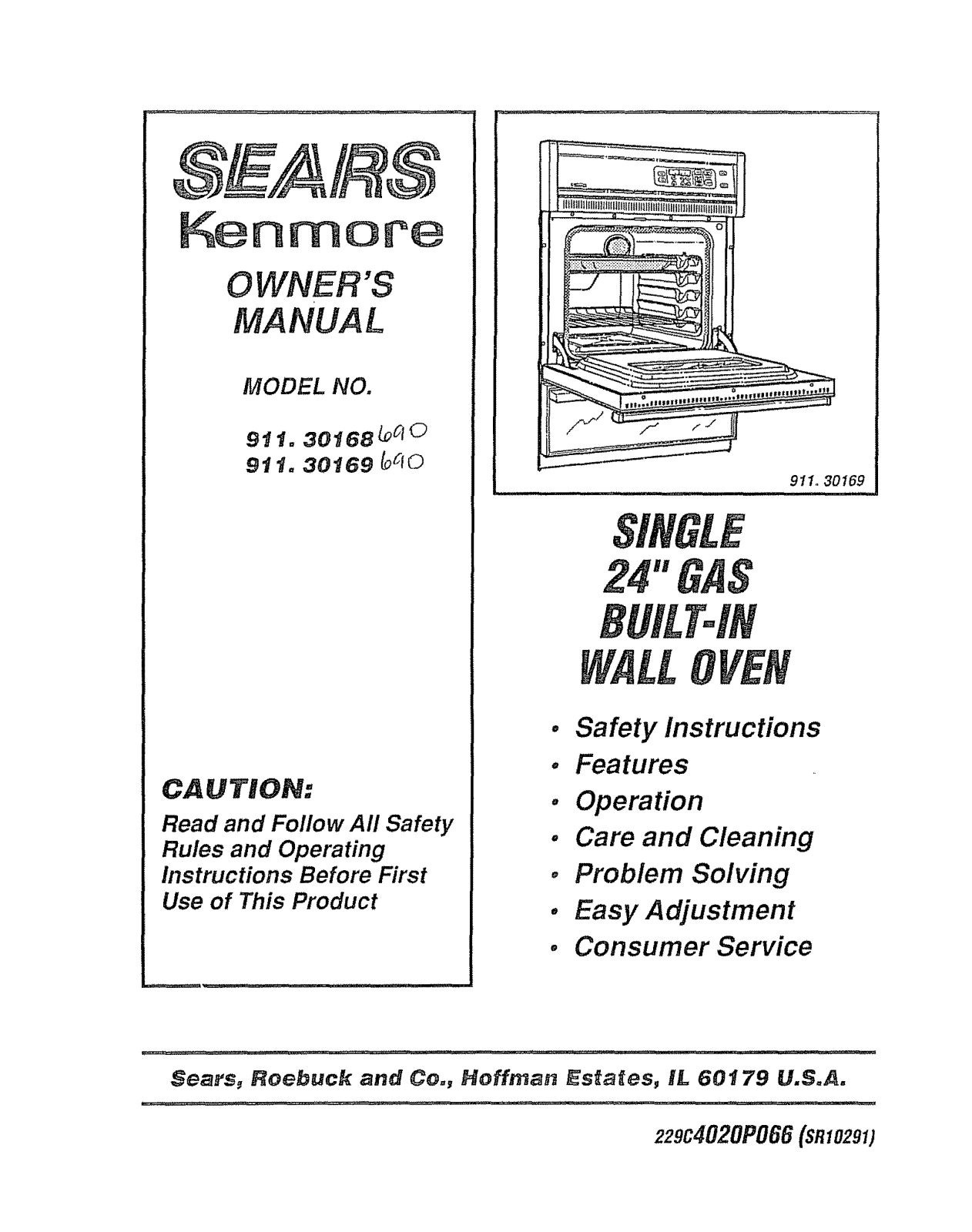 Kenmore 91130168690, 91130169690 Owner’s Manual
