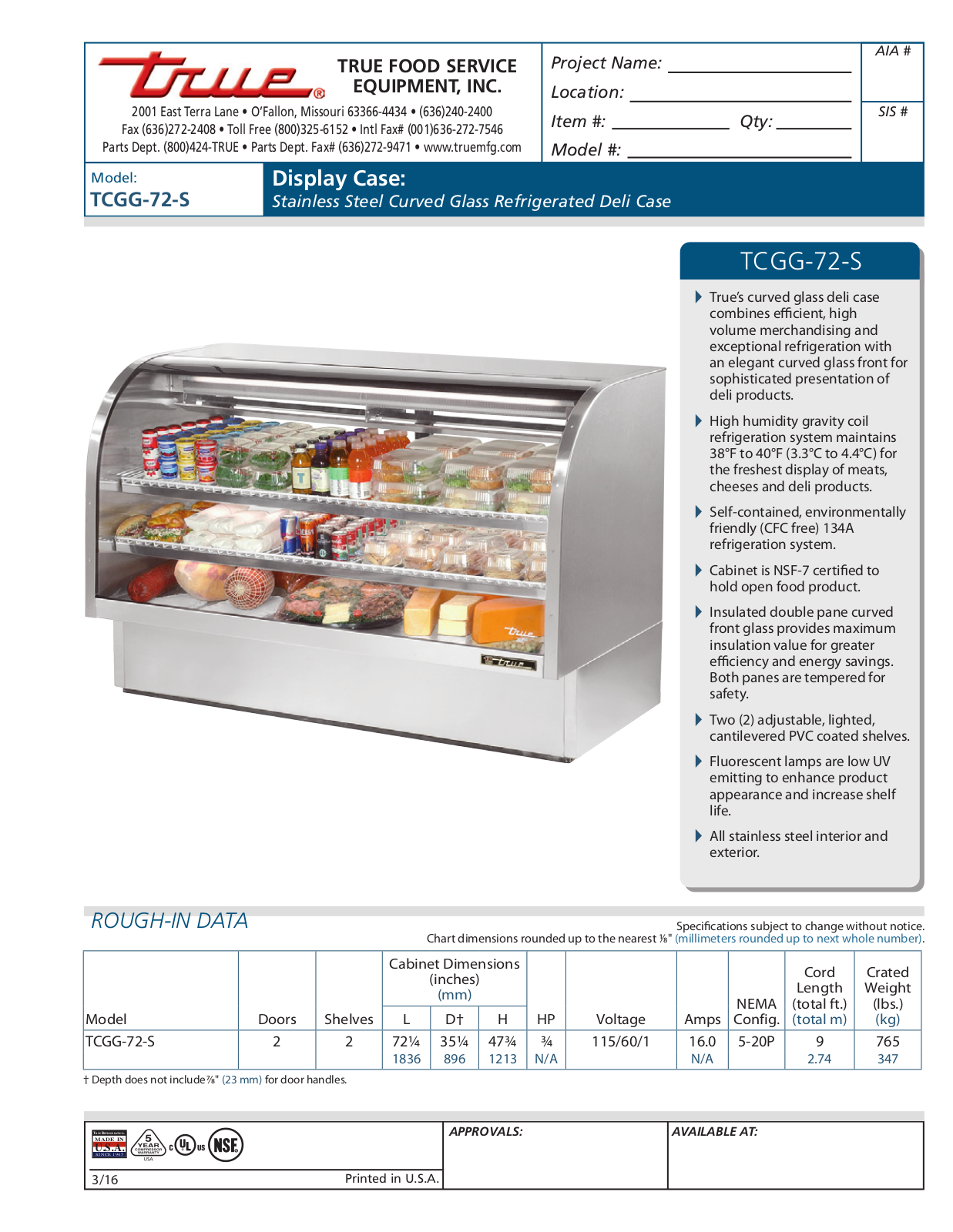 True TCGG-72-S User Manual