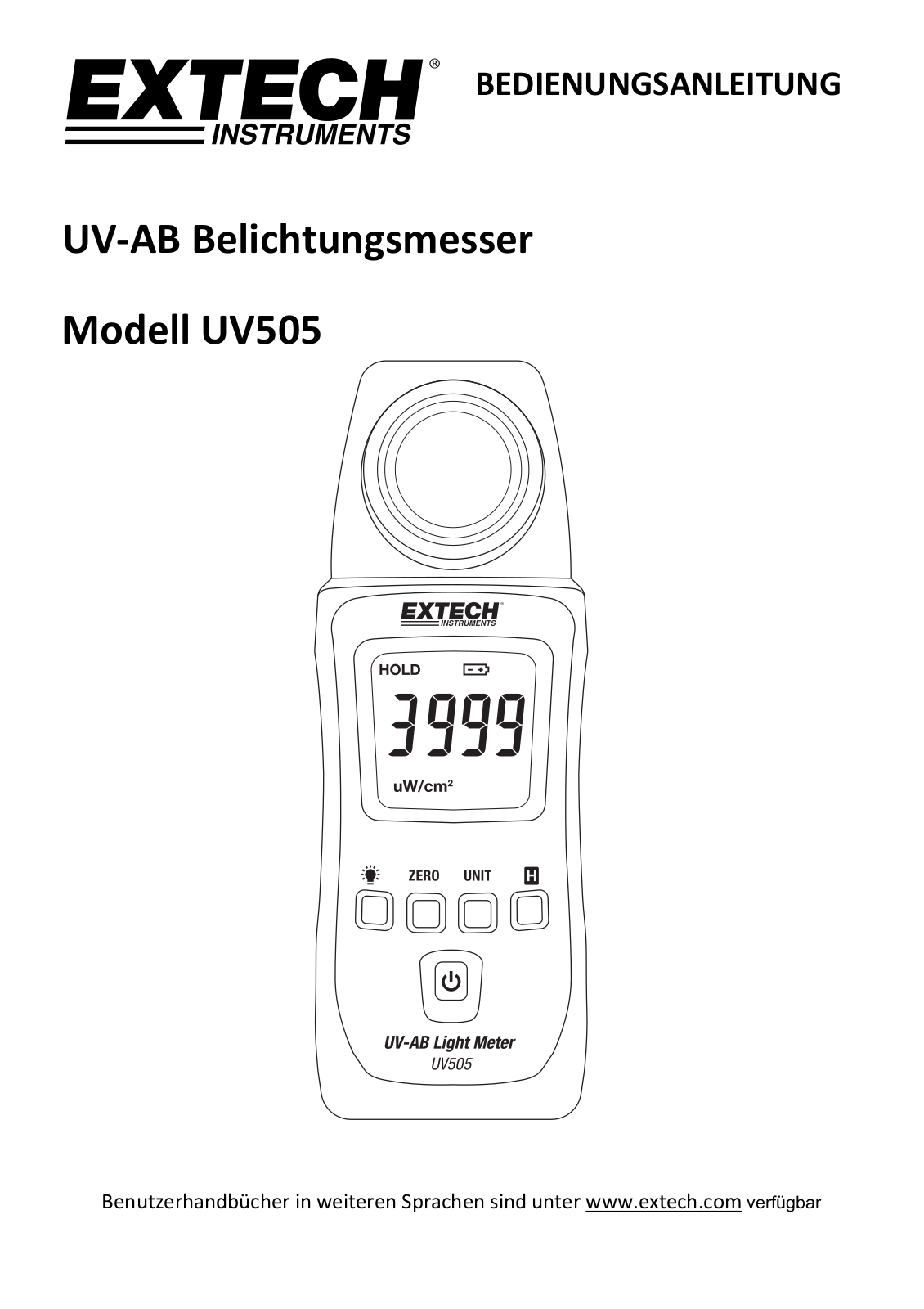 Extech UV505 User guide