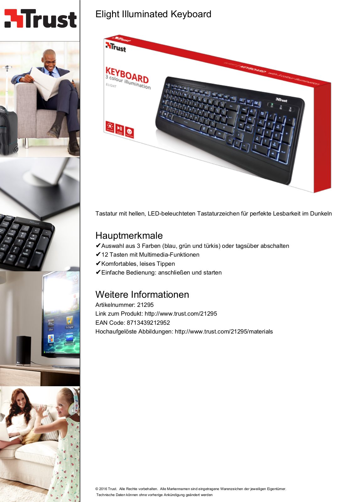 Trust Elight Illuminated Keyboard User Manual